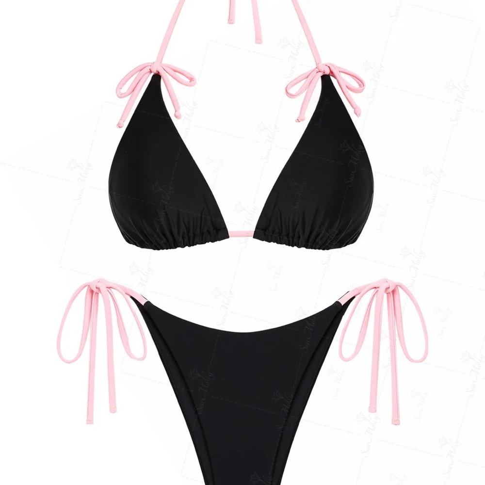 Chic Black and Pink Bikini Set